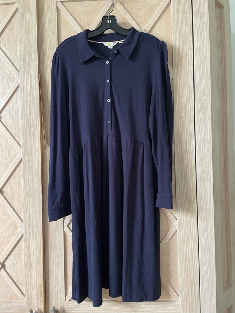 Boden Button Up Long Sleeve Navy Shirt Dress
